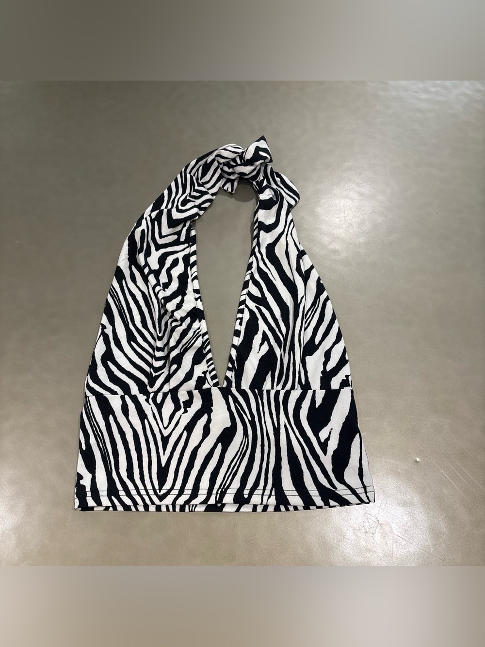 Zebra Print Halter Top - Black & White